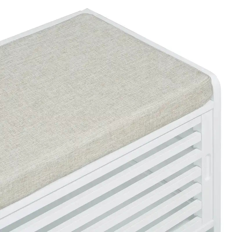 Banc de rangement persienné avec placage en bois d'acacia