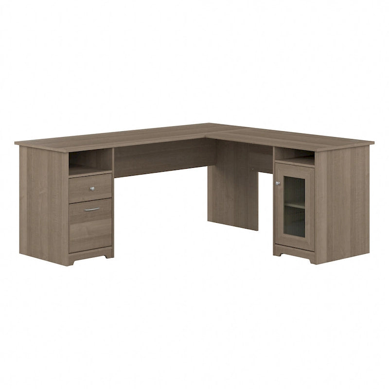 Bureau d'angle en L de 183 cm avec armoire de rangement et tiroir classeur