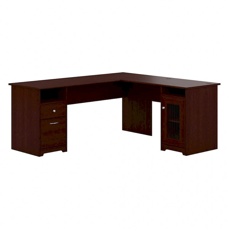 Bureau d'angle en L de 183 cm avec armoire de rangement et tiroir classeur