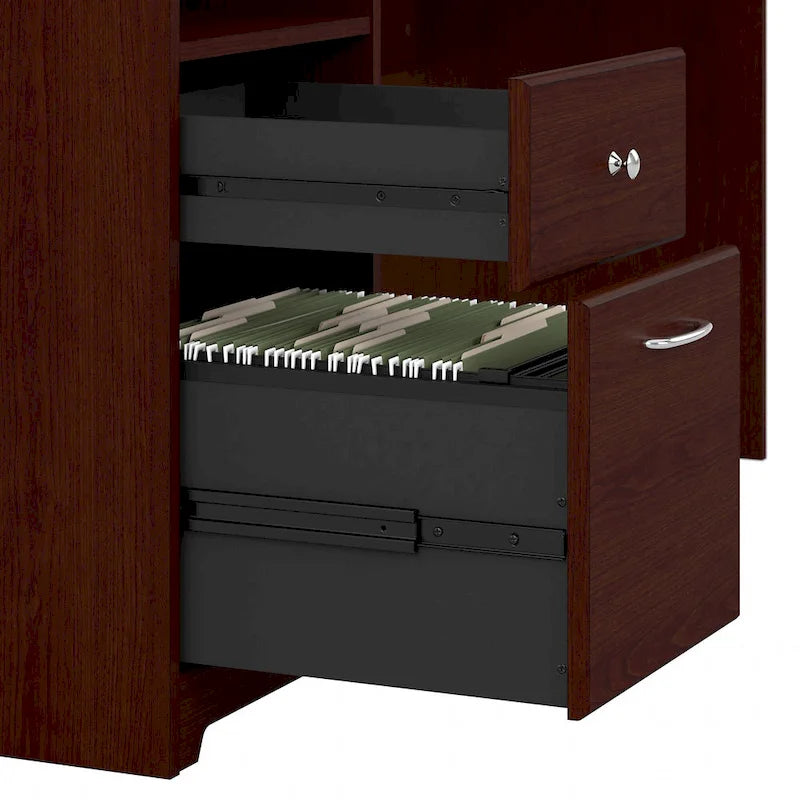 Bureau d'angle en L de 183 cm avec armoire de rangement et tiroir classeur
