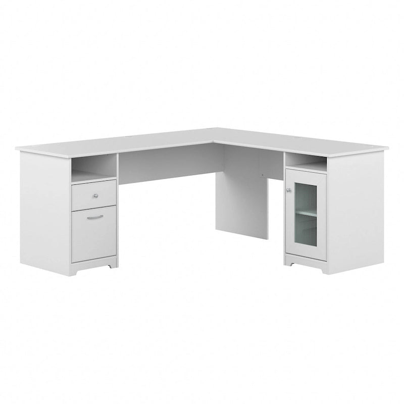 Bureau d'angle en L de 183 cm avec armoire de rangement et tiroir classeur