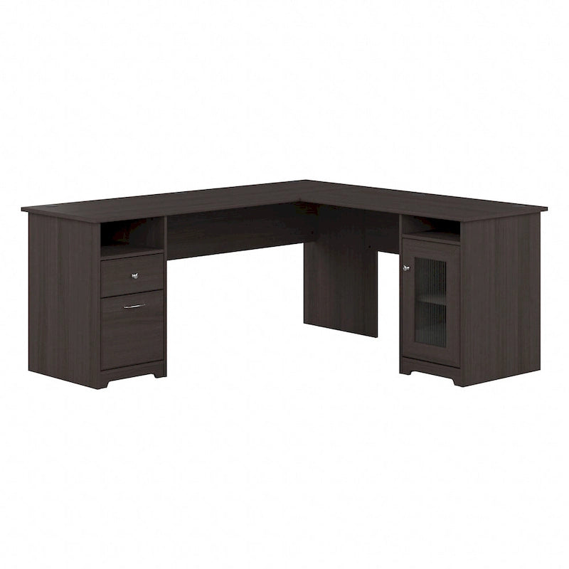 Bureau d'angle en L de 183 cm avec armoire de rangement et tiroir classeur