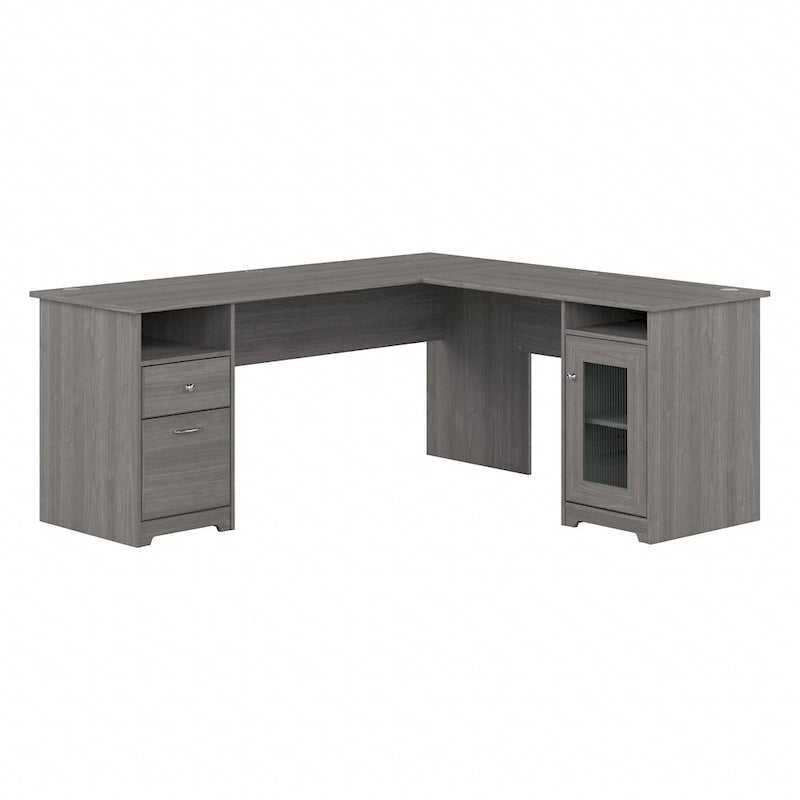 Bureau d'angle en L de 183 cm avec armoire de rangement et tiroir classeur
