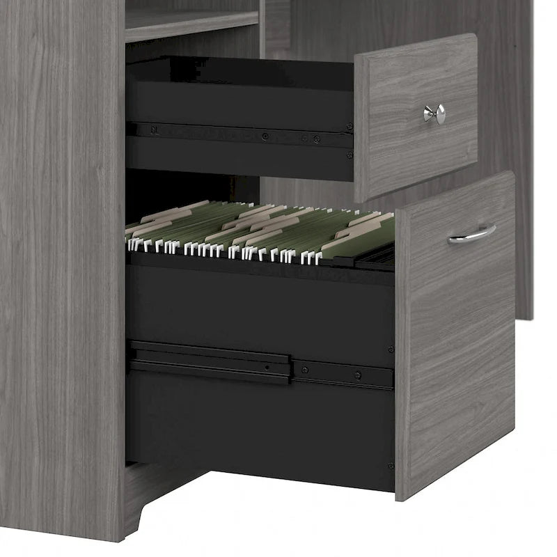 Bureau d'angle en L de 183 cm avec armoire de rangement et tiroir classeur