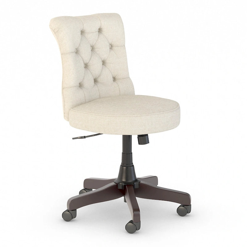 Chaise de bureau sans accoudoirs à dossier mi-hauteur capitonné, avec hauteur réglable et base pivotante