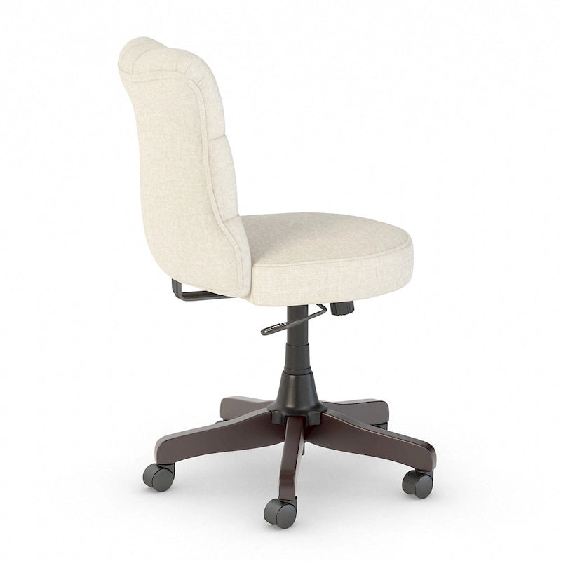 Chaise de bureau sans accoudoirs à dossier mi-hauteur capitonné, avec hauteur réglable et base pivotante