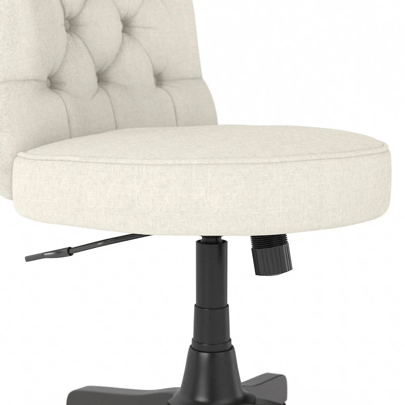 Chaise de bureau sans accoudoirs à dossier mi-hauteur capitonné, avec hauteur réglable et base pivotante