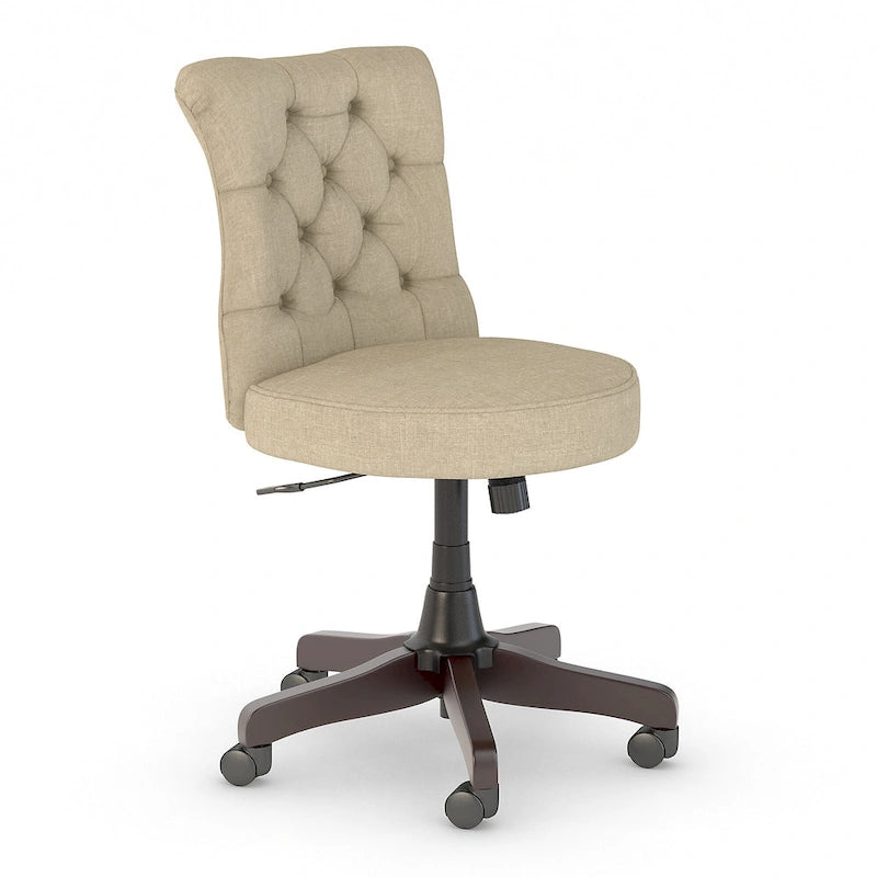 Chaise de bureau sans accoudoirs à dossier mi-hauteur capitonné, avec hauteur réglable et base pivotante