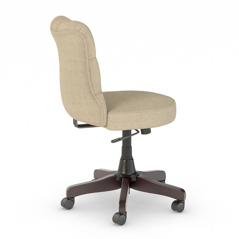 Chaise de bureau sans accoudoirs à dossier mi-hauteur capitonné, avec hauteur réglable et base pivotante