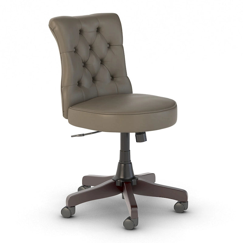 Chaise de bureau sans accoudoirs à dossier mi-hauteur capitonné, avec hauteur réglable et base pivotante