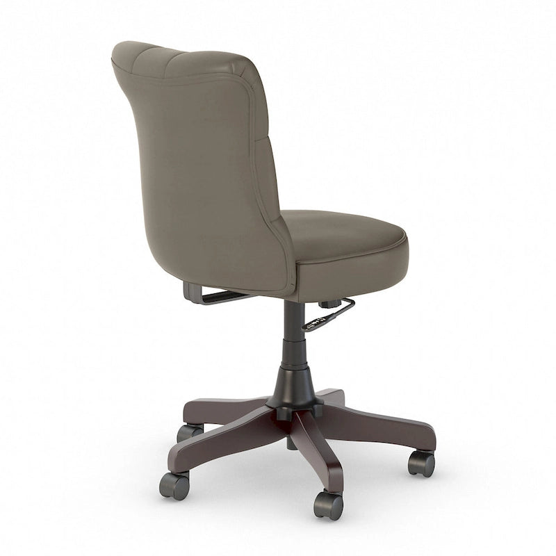 Chaise de bureau sans accoudoirs à dossier mi-hauteur capitonné, avec hauteur réglable et base pivotante