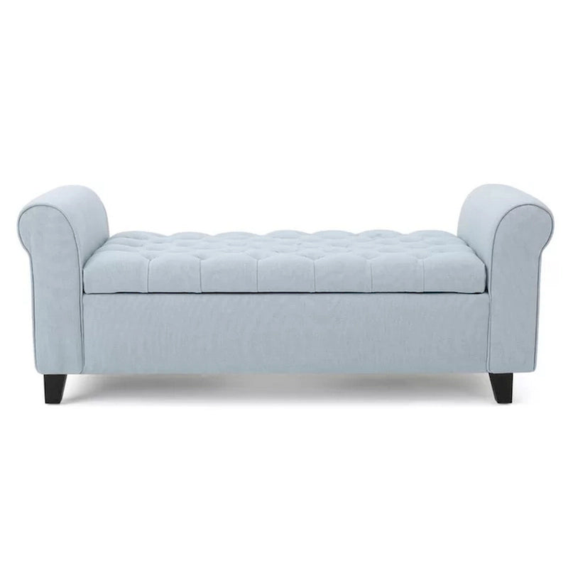 Banc de rangement ottoman rembourré de 50 pouces avec accoudoirs roulés