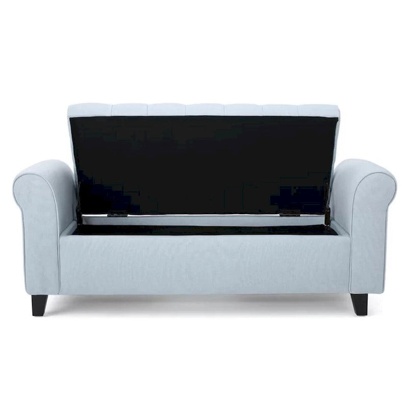 Banc de rangement ottoman rembourré de 50 pouces avec accoudoirs roulés