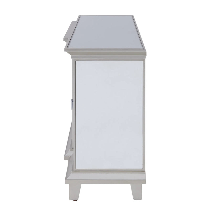 Meuble TV miroir avec insert de cheminée à couleurs changeantes