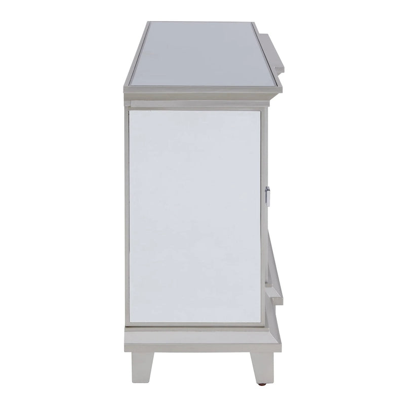 Meuble TV miroir avec insert de cheminée à couleurs changeantes