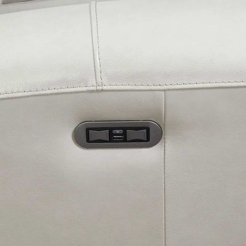 Causeuse inclinable électrique en cuir pleine fleur avec console de rangement et port USB