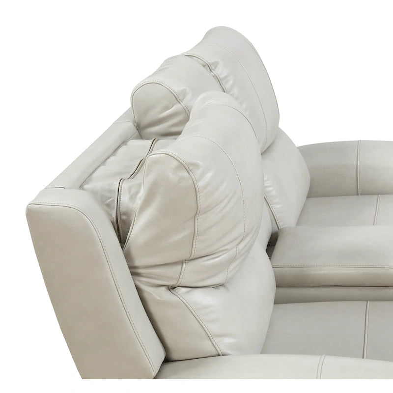 Causeuse inclinable électrique en cuir pleine fleur avec console de rangement et port USB