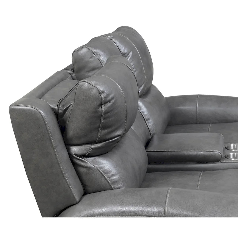 Causeuse inclinable électrique en cuir pleine fleur avec console de rangement et port USB