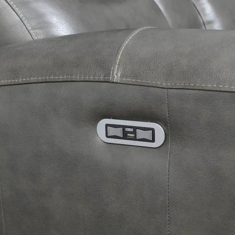 Causeuse inclinable électrique en cuir pleine fleur avec console de rangement et port USB