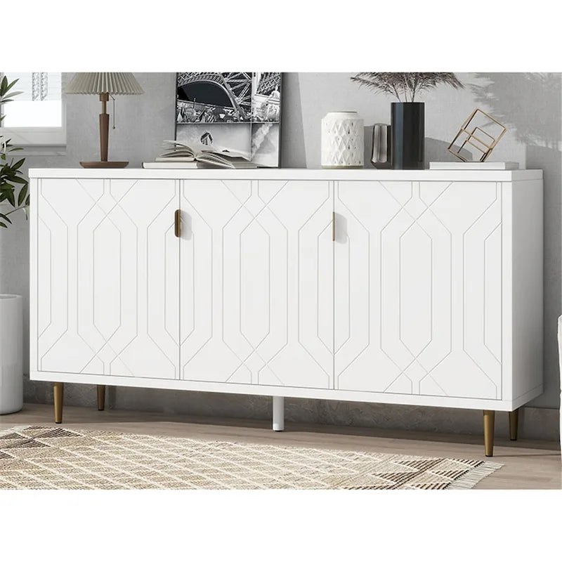Meuble TV et buffet de rangement de style scandinave avec étagères réglables
