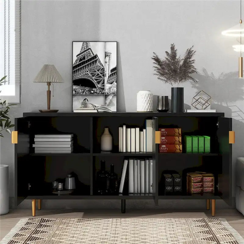 Meuble TV et buffet de rangement de style scandinave avec étagères réglables