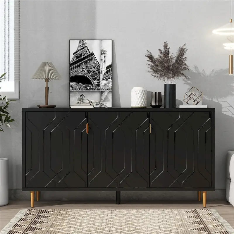 Meuble TV et buffet de rangement de style scandinave avec étagères réglables