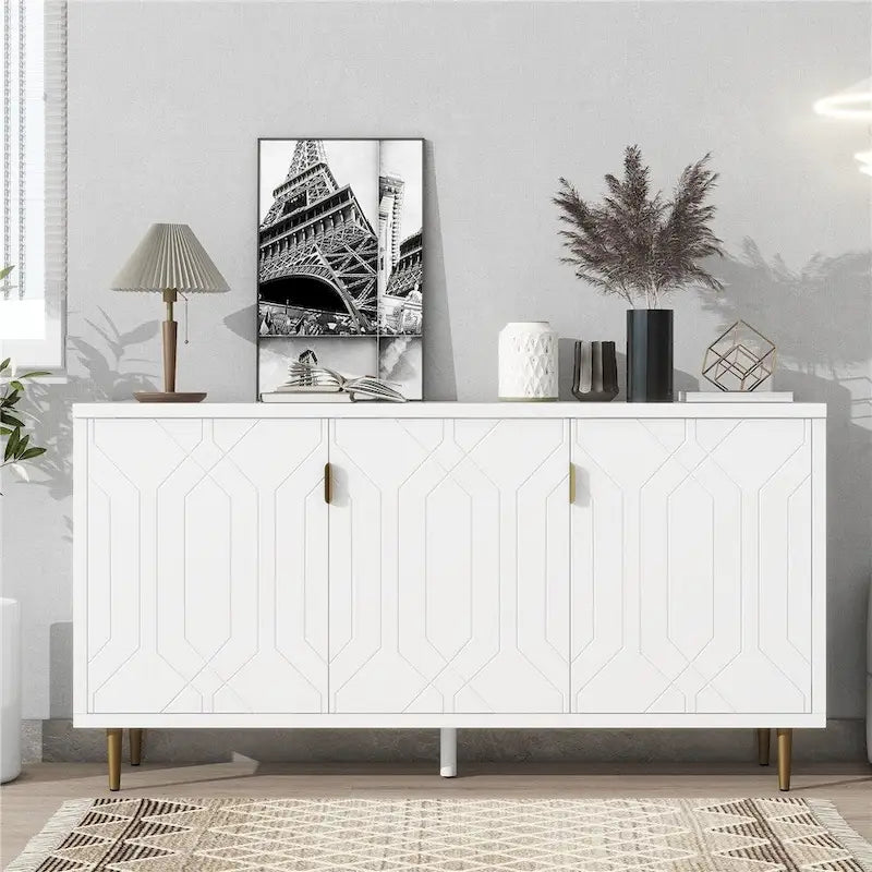 Meuble TV et buffet de rangement de style scandinave avec étagères réglables
