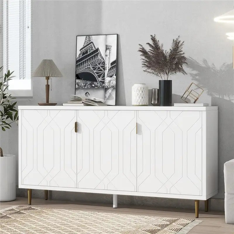 Meuble TV et buffet de rangement de style scandinave avec étagères réglables