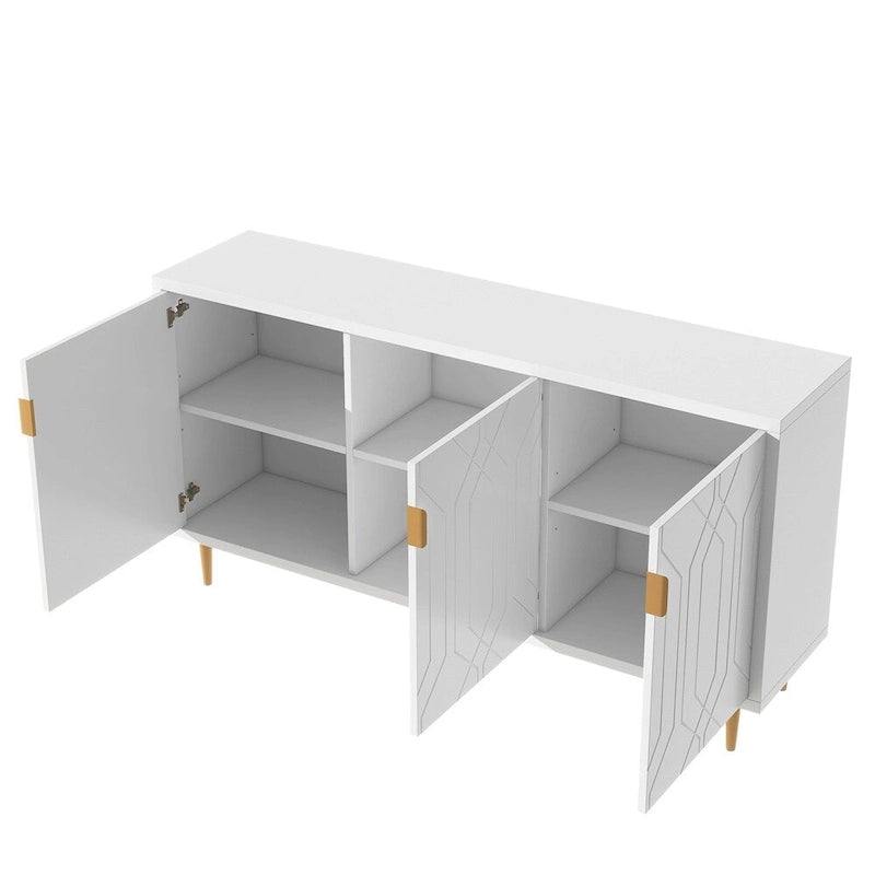 Meuble TV et buffet de rangement de style scandinave avec étagères réglables