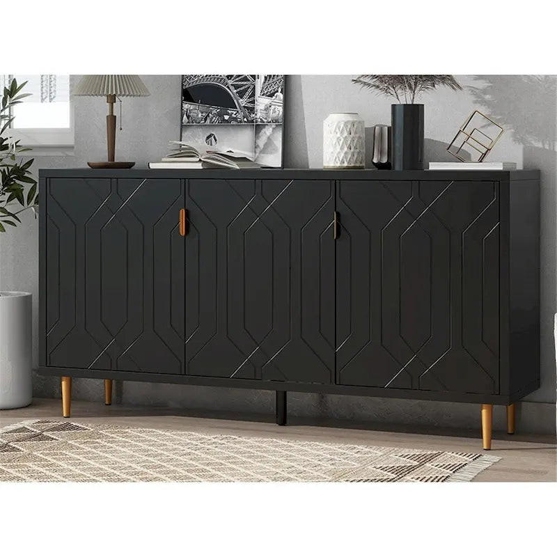 Meuble TV et buffet de rangement de style scandinave avec étagères réglables