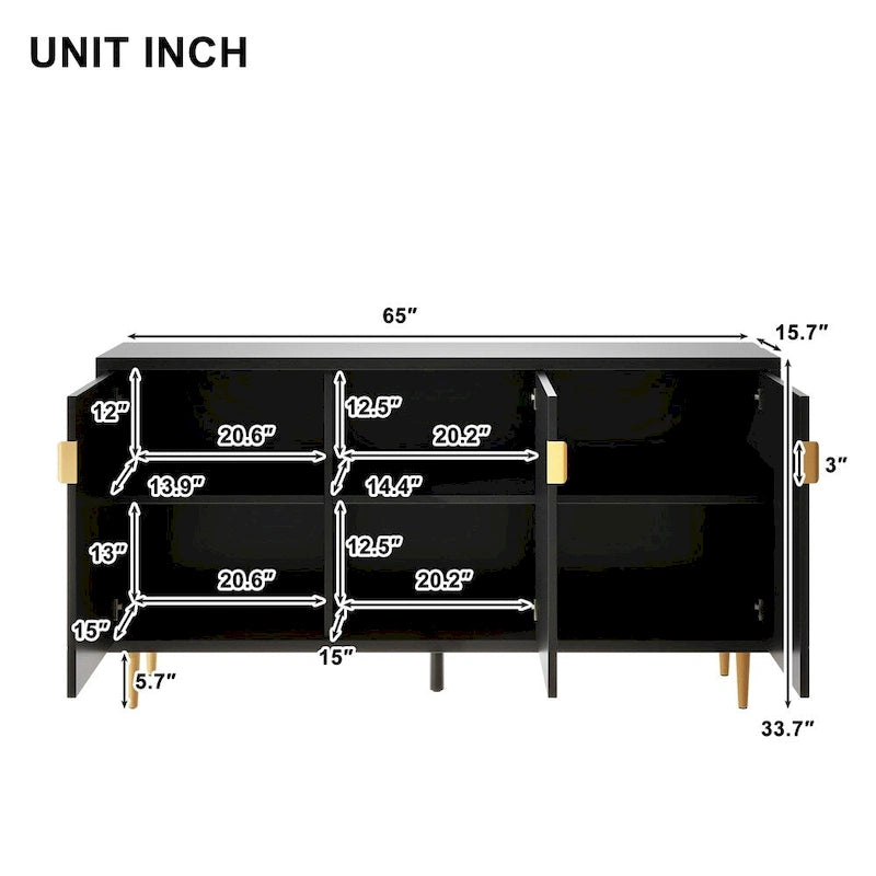 Meuble TV et buffet de rangement de style scandinave avec étagères réglables