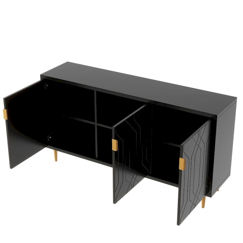 Meuble TV et buffet de rangement de style scandinave avec étagères réglables