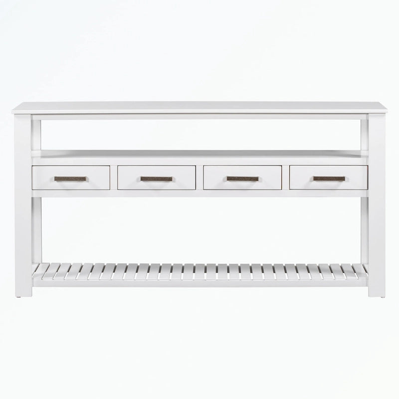 Console avec 4 tiroirs et 2 étagères ouvertes en MDF et pin massif
