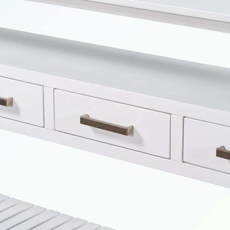 Console avec 4 tiroirs et 2 étagères ouvertes en MDF et pin massif