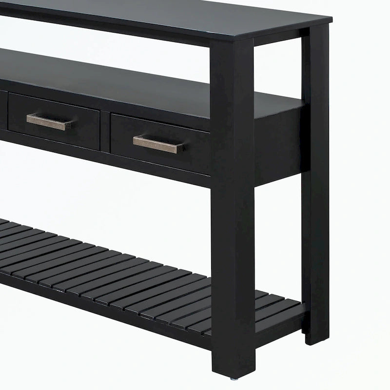 Console avec 4 tiroirs et 2 étagères ouvertes en MDF et pin massif