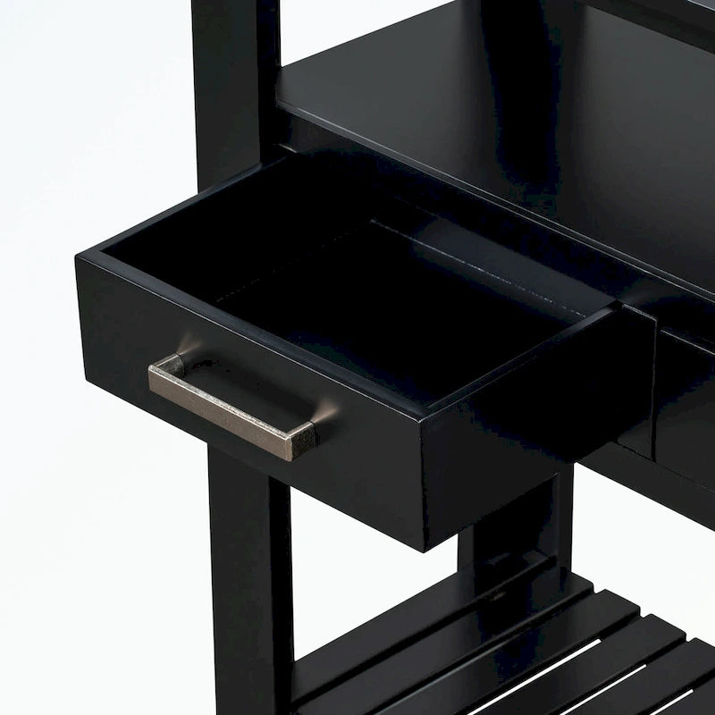 Console avec 4 tiroirs et 2 étagères ouvertes en MDF et pin massif