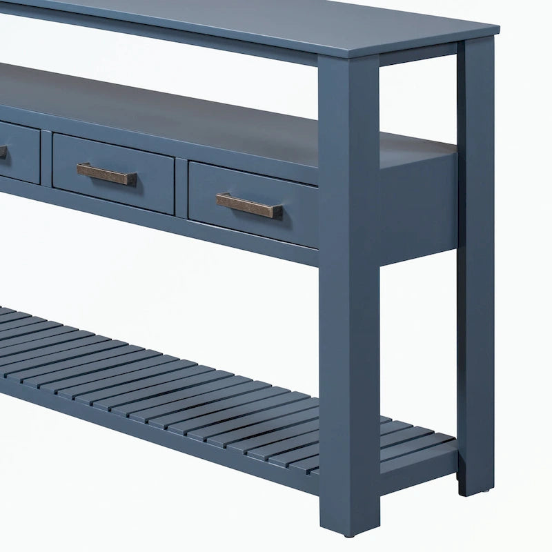 Console avec 4 tiroirs et 2 étagères ouvertes en MDF et pin massif