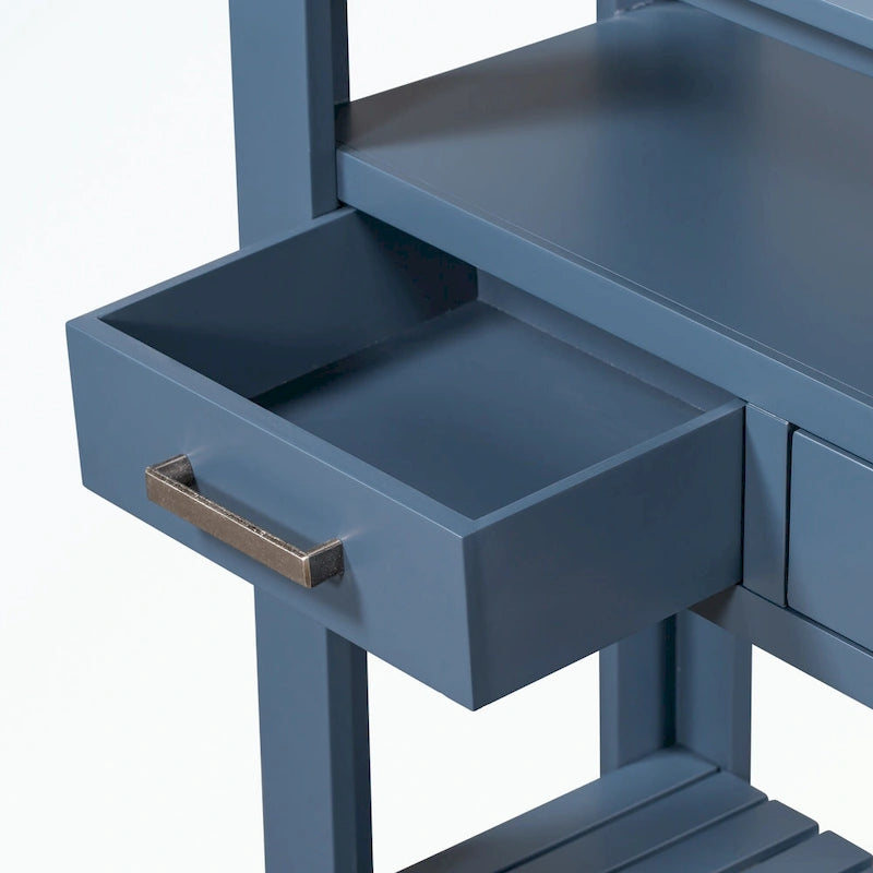 Console avec 4 tiroirs et 2 étagères ouvertes en MDF et pin massif