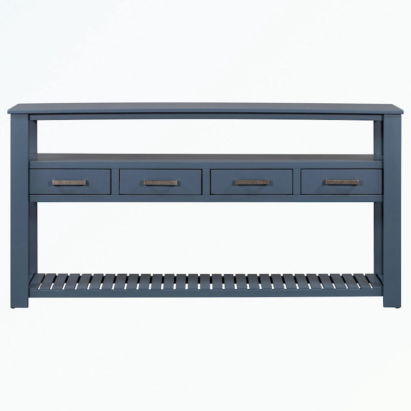 Console avec 4 tiroirs et 2 étagères ouvertes en MDF et pin massif
