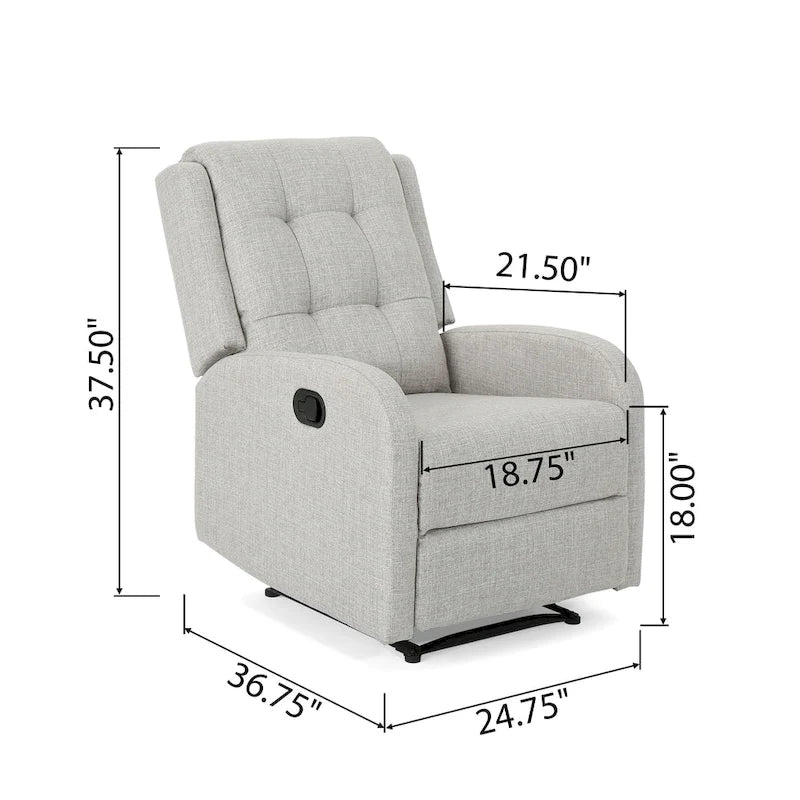 Fauteuil inclinable traditionnel compact et capitonné avec repose-pieds extensible