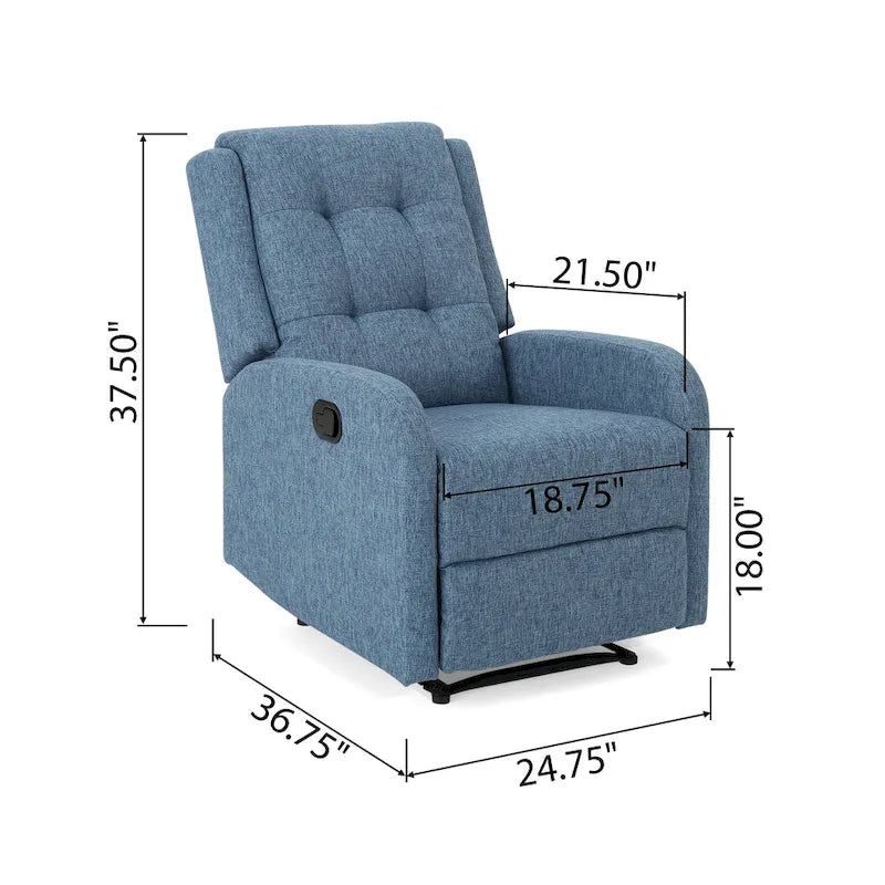Fauteuil inclinable traditionnel compact et capitonné avec repose-pieds extensible