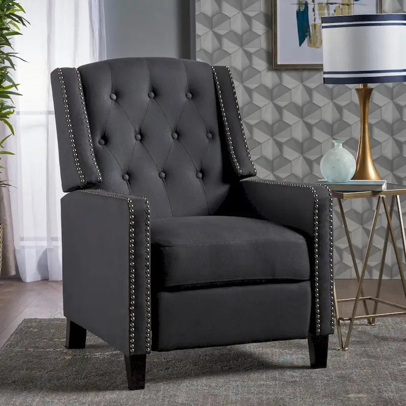 Fauteuil inclinable en tissu capitonné avec cadre en bois de bouleau
