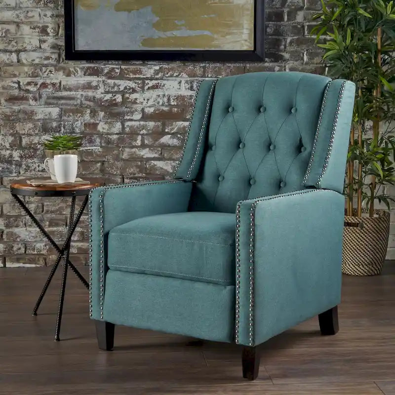 Fauteuil inclinable en tissu capitonné avec cadre en bois de bouleau