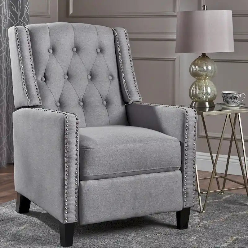 Fauteuil inclinable en tissu capitonné avec cadre en bois de bouleau