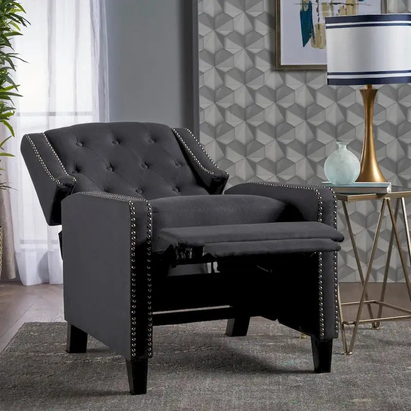Fauteuil inclinable en tissu capitonné avec cadre en bois de bouleau