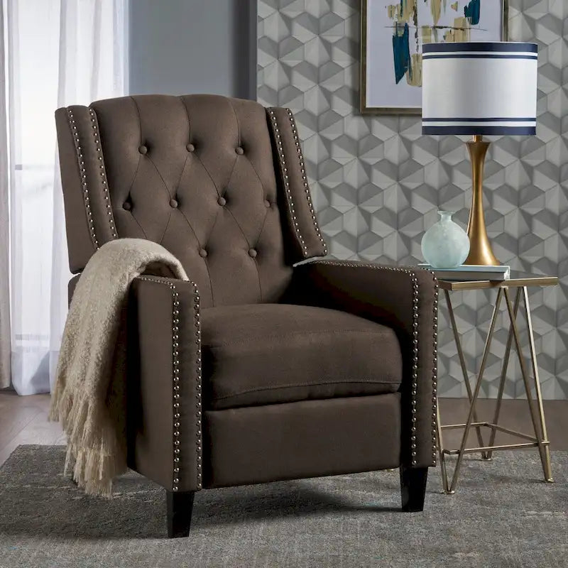 Fauteuil inclinable en tissu capitonné avec cadre en bois de bouleau