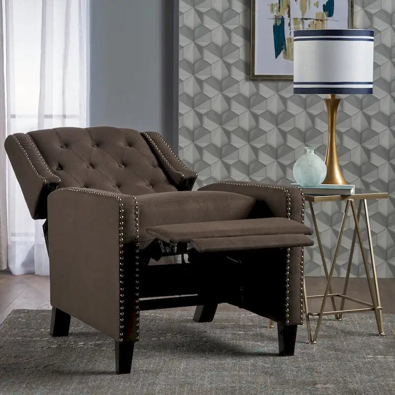 Fauteuil inclinable en tissu capitonné avec cadre en bois de bouleau