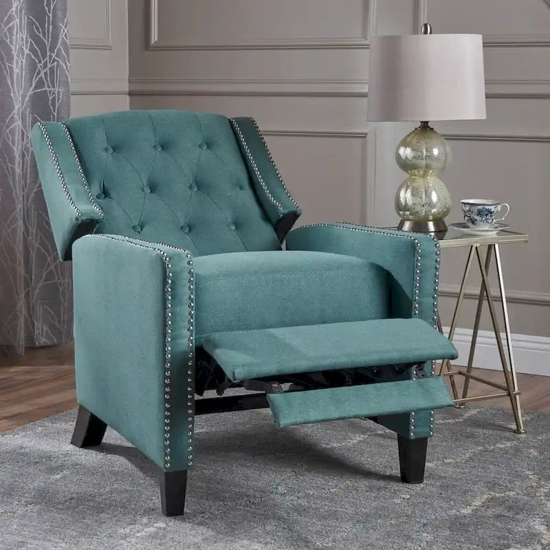 Fauteuil inclinable en tissu capitonné avec cadre en bois de bouleau