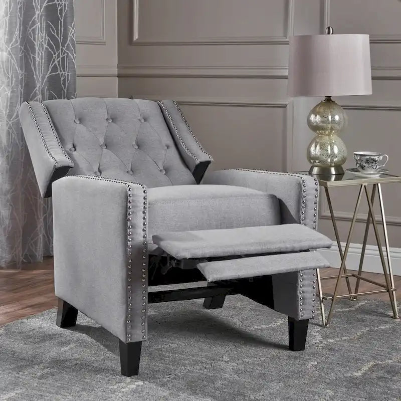 Fauteuil inclinable en tissu capitonné avec cadre en bois de bouleau