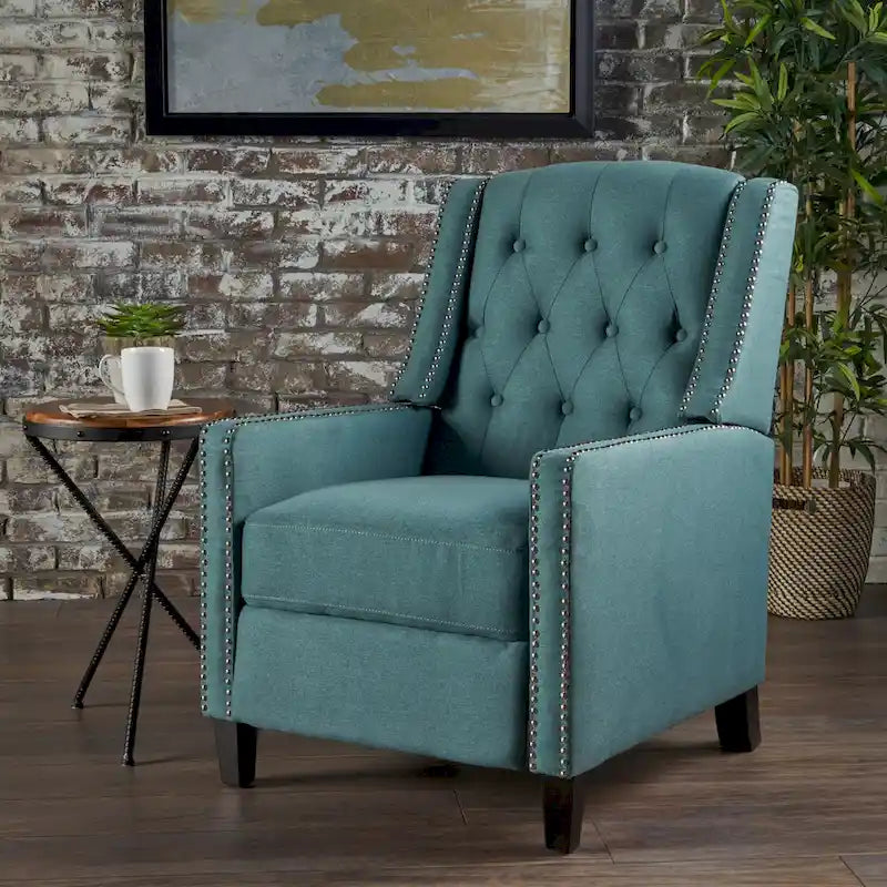 Fauteuil inclinable en tissu capitonné avec cadre en bois de bouleau